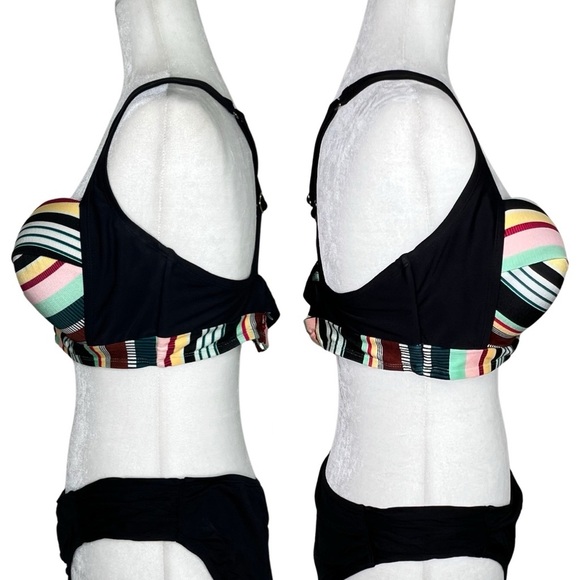 Allure Bikini Top Striped Adjustable Padded Swimwear Multicolor 16 18 Plus Size - Picture 6 of 16